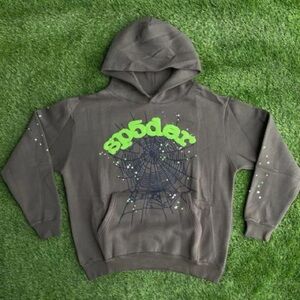 Spider Gray Hoodie with Web Design